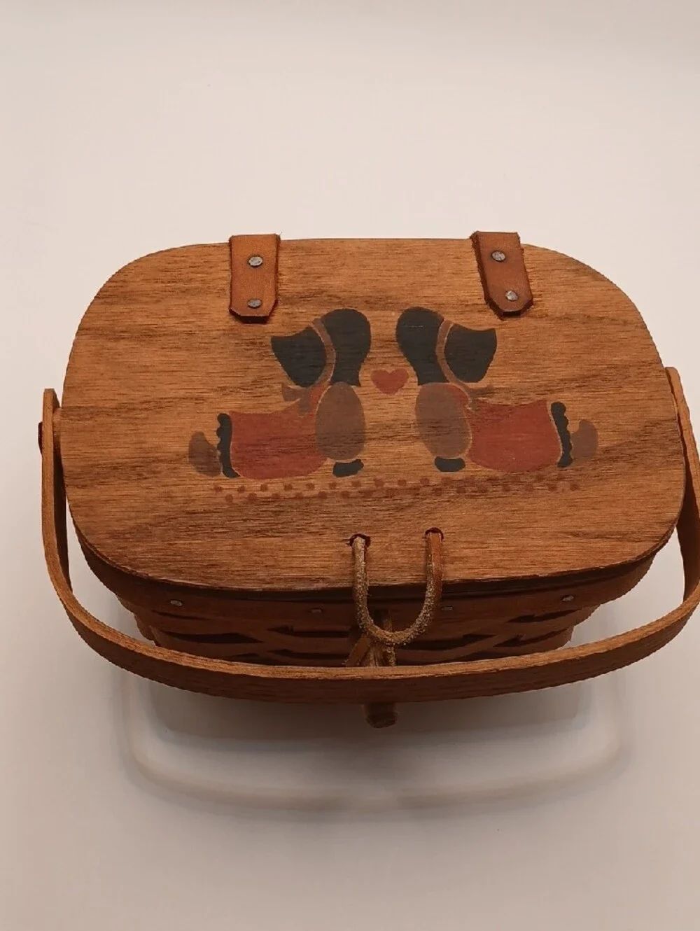 Vintage 1987 Painted Lid Small Longaberger Basket
